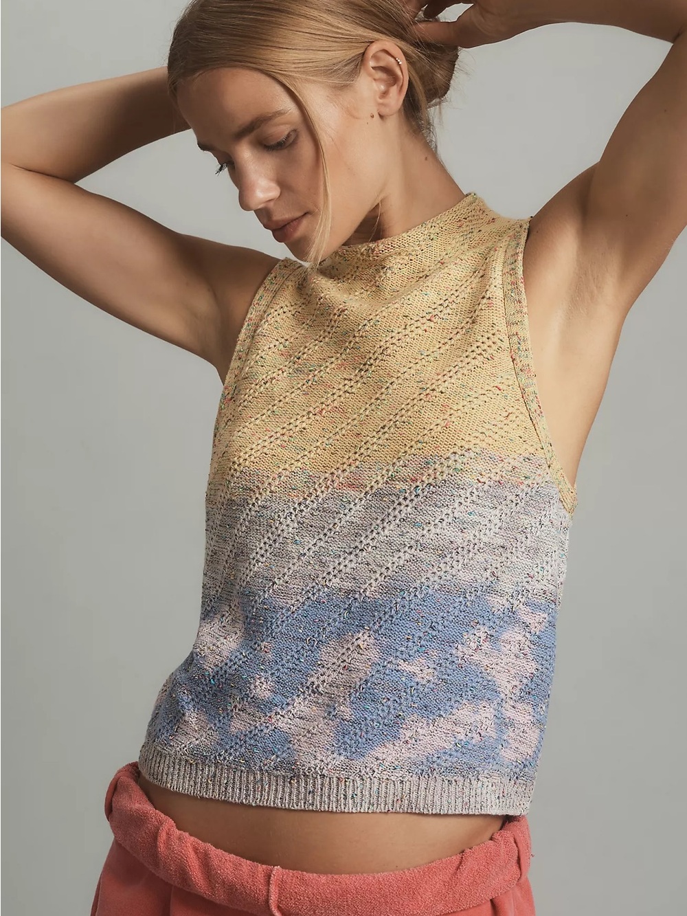 Anthropologie Pilcro Waterway Bleached Roll-Neck Sweater Tank